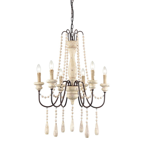 Handmade Distressed Candle Chandelier with  6 Lights